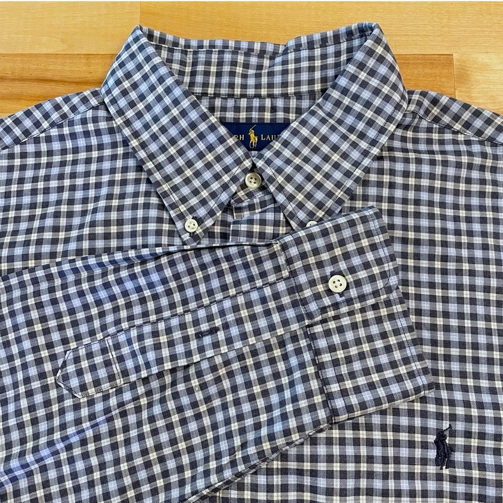Ralph Lauren Men's XL‎ Button Down Shirt Gingham Check Long Sleeve Cotton EUC